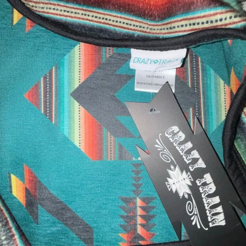 NEW w tag Crazy Train reversible soft serape print blanket western cowboy aztec